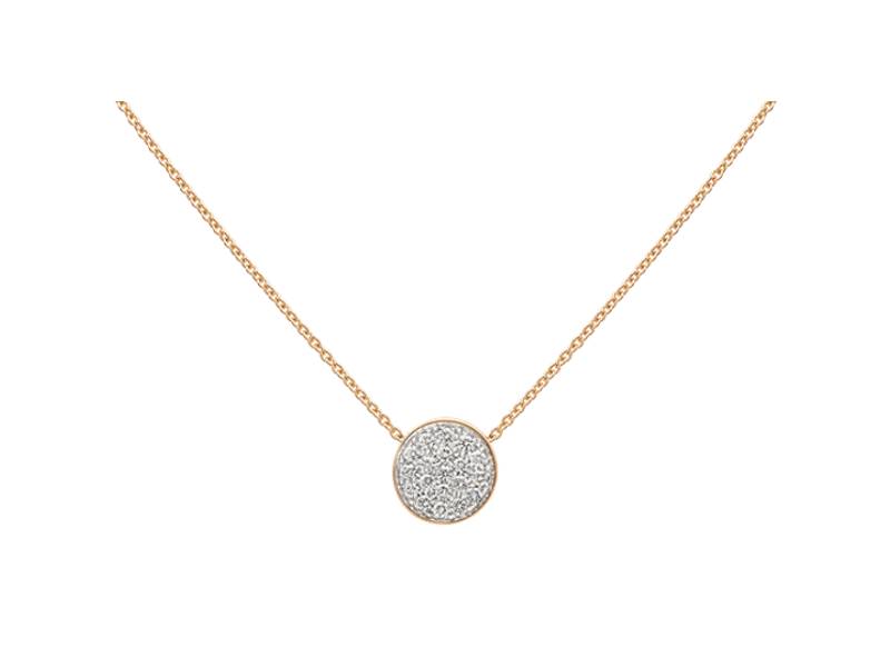 18 KT ROSE GOLD NECKLACE WITH WHITE DIAMONDS PAVE' AND WHITE ENAMEL PAILLETTES CHANTECLER 41409